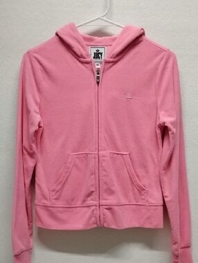 Juicy By Juicy Couture Y2K Pink Velour Hooded Zip Jacket